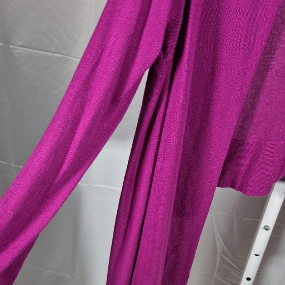 Open Drape Fuchia Shawl Cardigan, Flawed But Stunning, Silk And Cashmere Blend - Picture 4 of 11